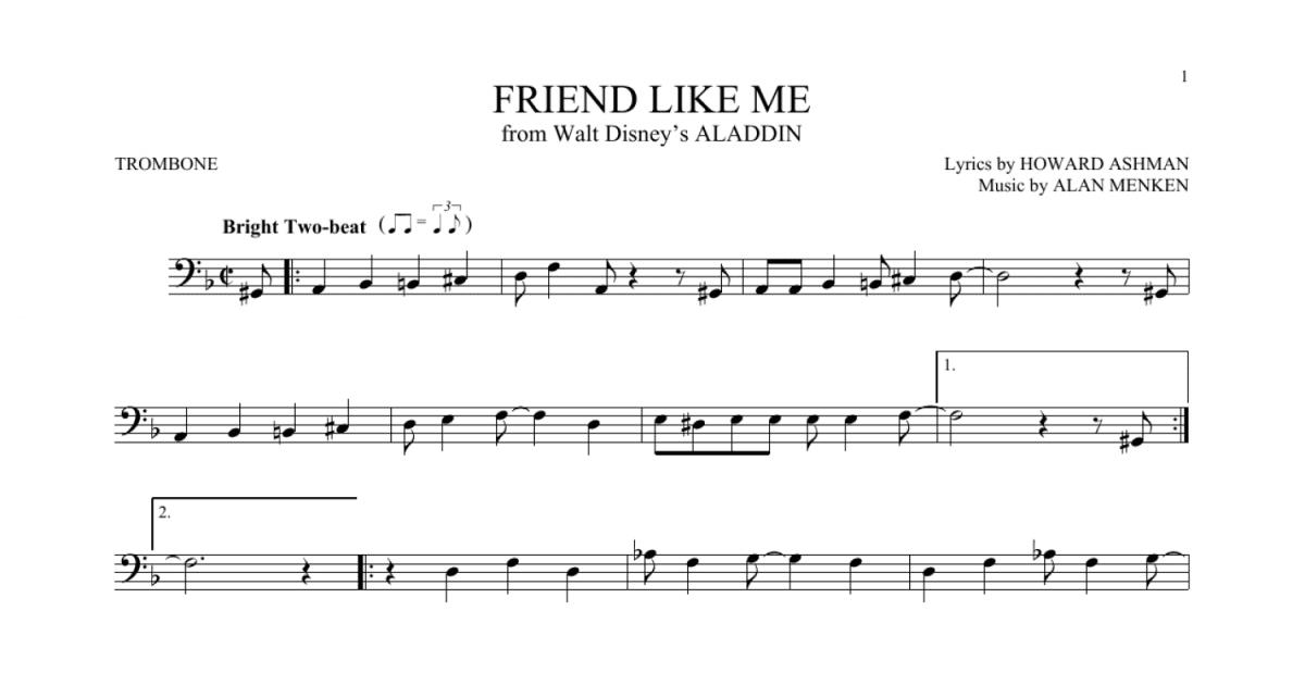 Friend Like Me (from Aladdin) (Trombone Solo) - Print Sheet Music Now