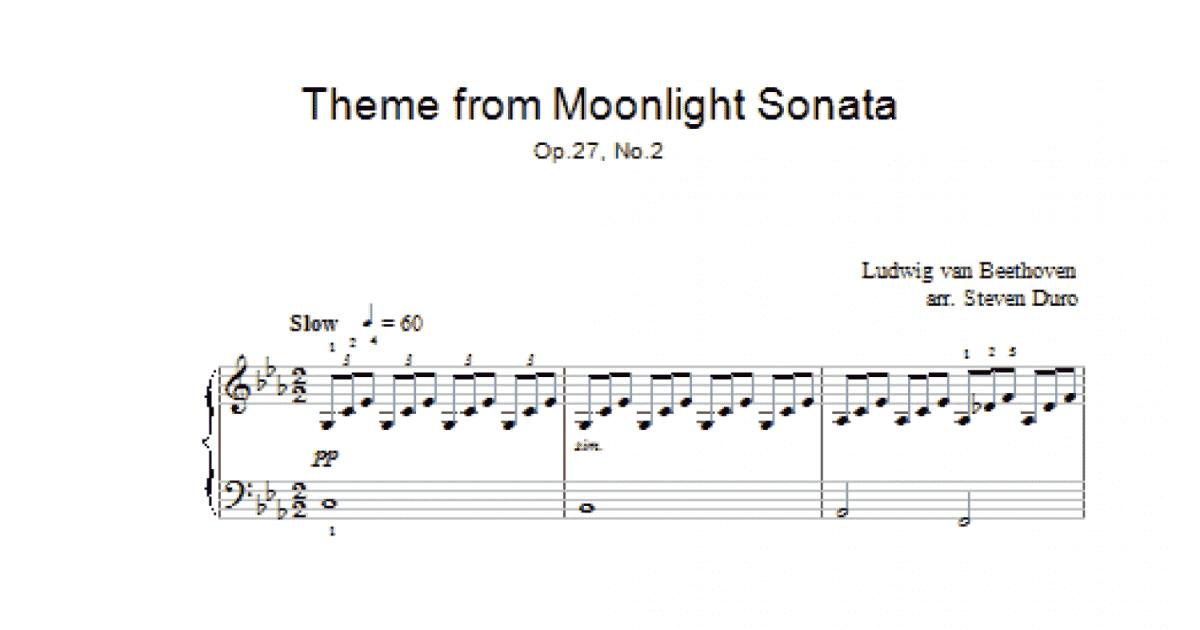 Piano Sonata No. 14 In C# Minor (Moonlight) Op. 27 No. 2 First Movement  Theme (Piano Solo) for Solo instrument (Piano) - Sheet Music to Print