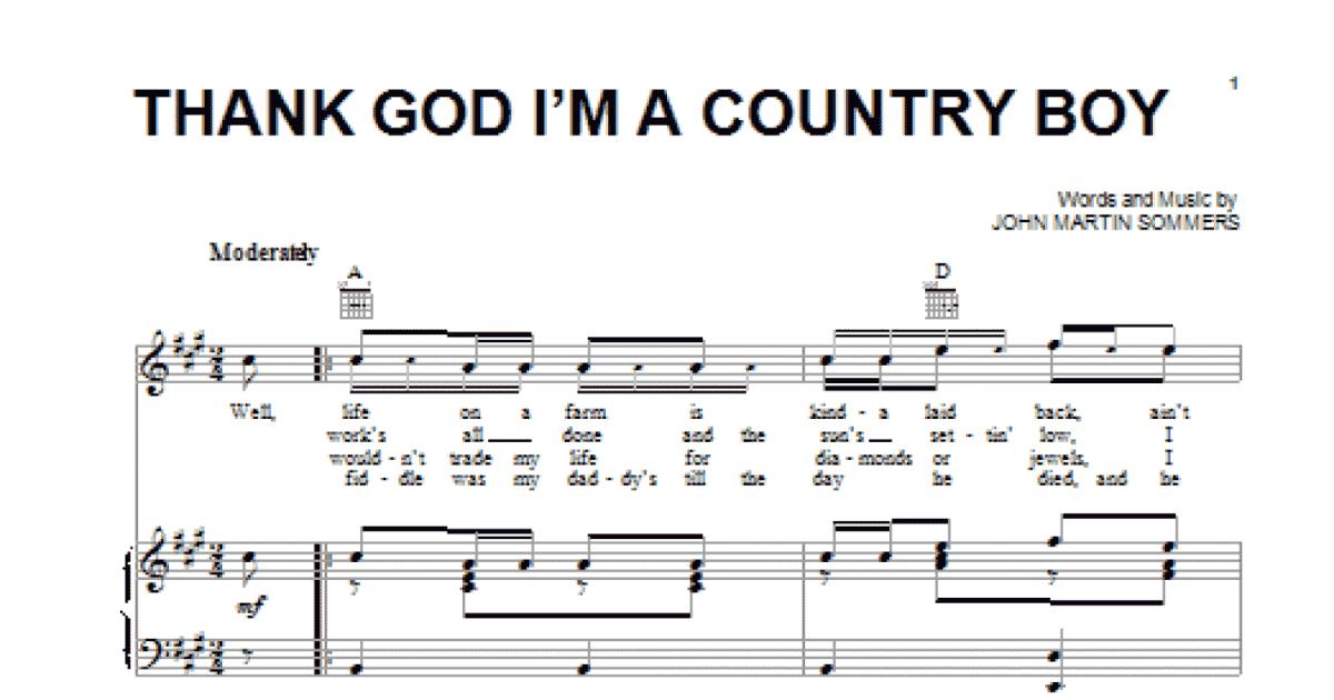 Thank God I'm A Country Boy sheet music for guitar (tablature, play-along)