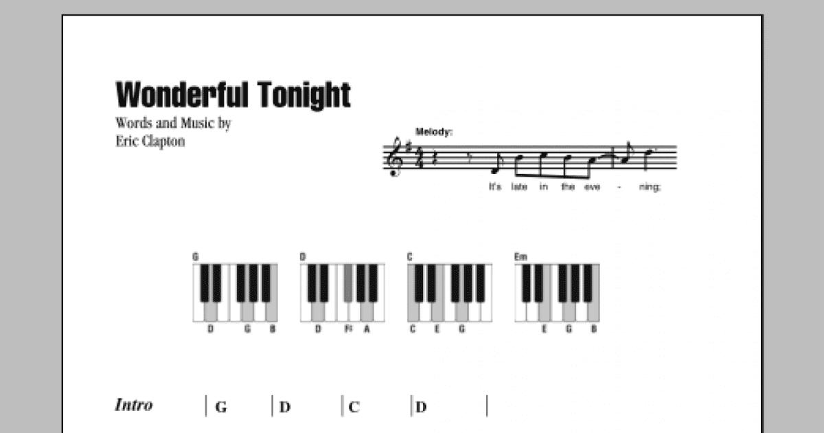 Wonderful Tonight (Piano Chords/Lyrics) for Leadsheets - Sheet Music to  Print