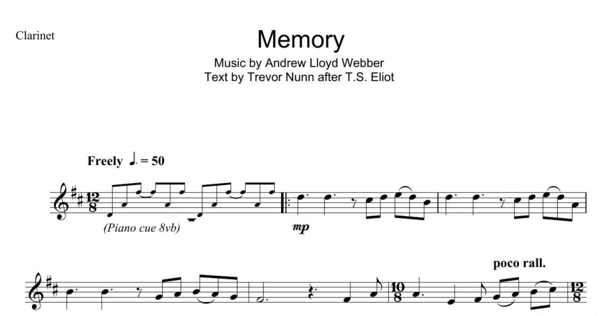 Memory (from Cats) (Clarinet Solo) - Print Sheet Music Now