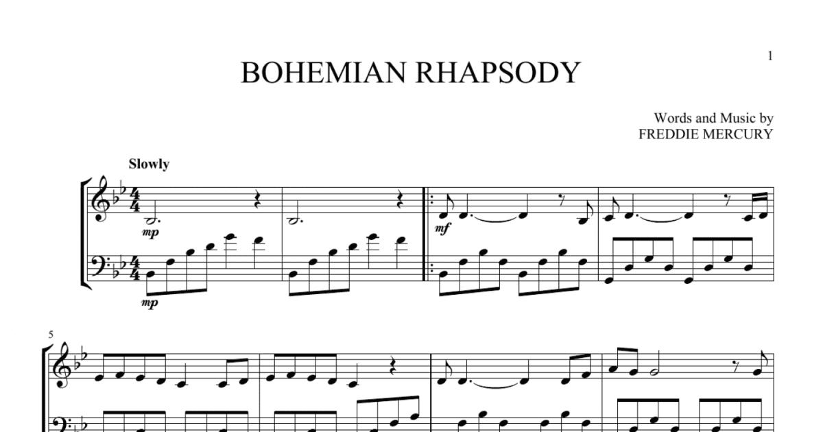 Bohemian Rhapsody Instrumental Duet Print Sheet Music Now 7458