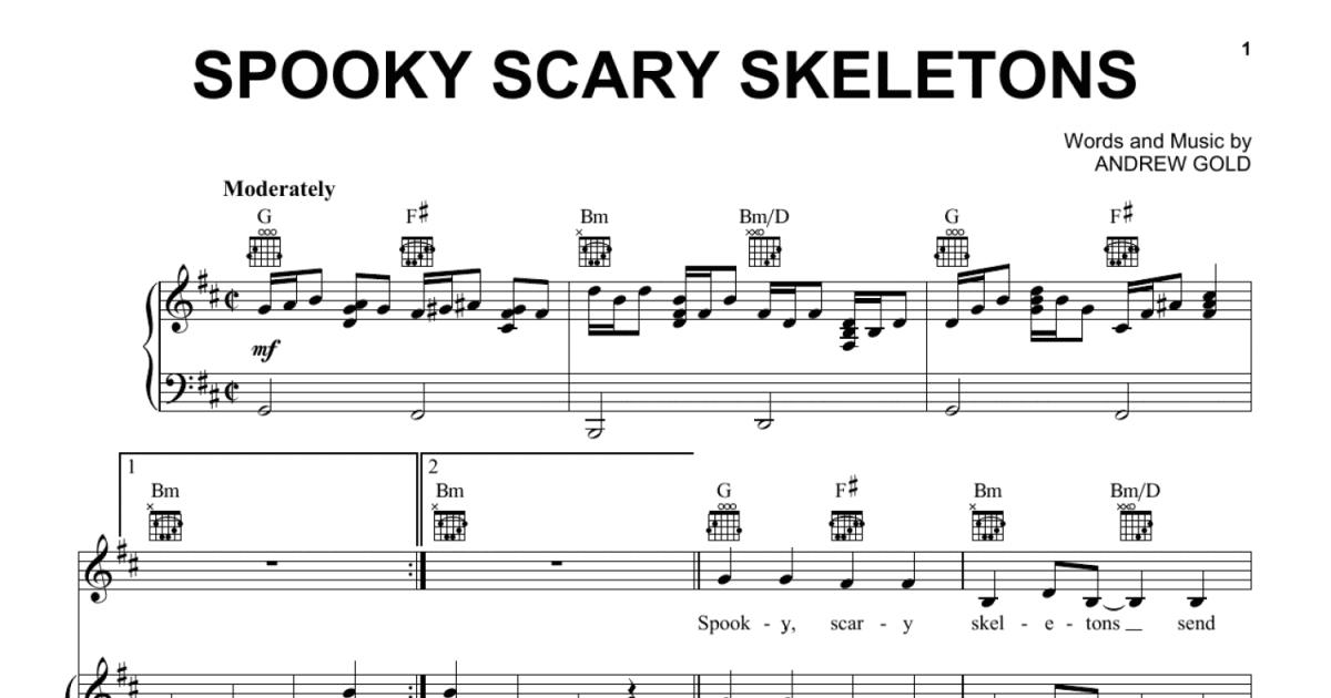Spooky Scary Skeletons - Guitar Chord Chart - Capo 2nd