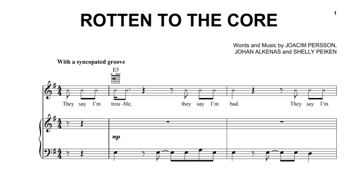 Rotten to the Core from Descendants Sheet music for Piano (Solo) Easy