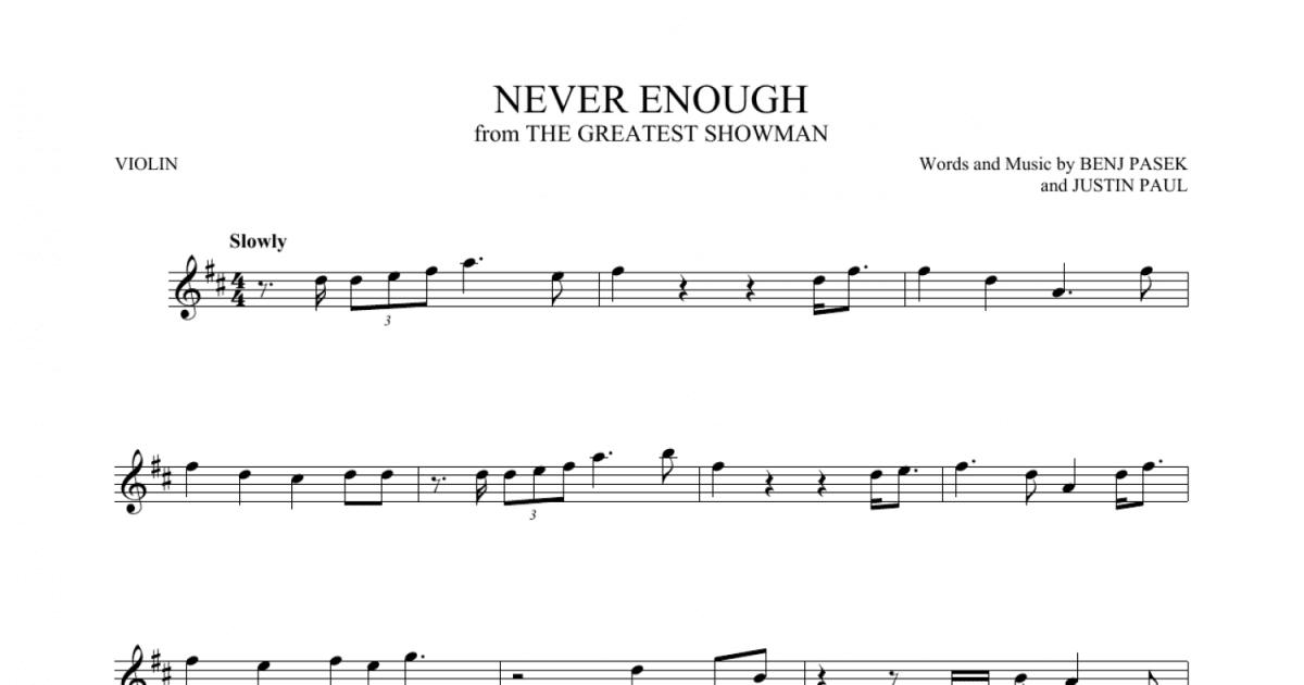 Never Enough (from The Greatest Showman) (Violin Solo) - Sheet Music