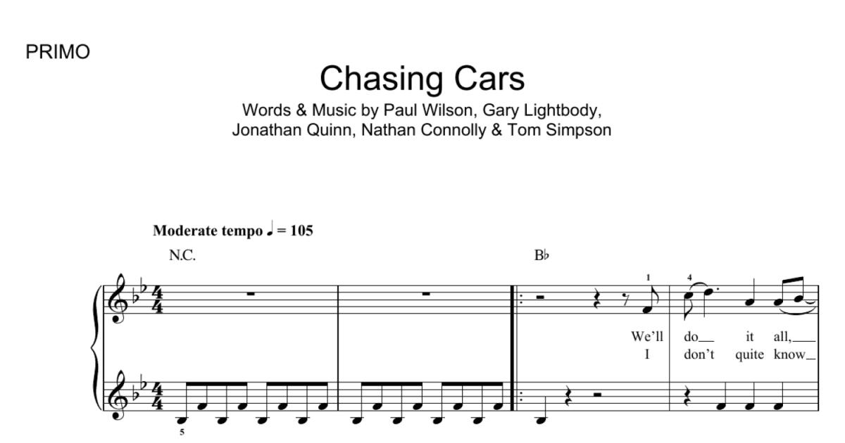 Chasing Cars Piano Duet Print Sheet Music Now