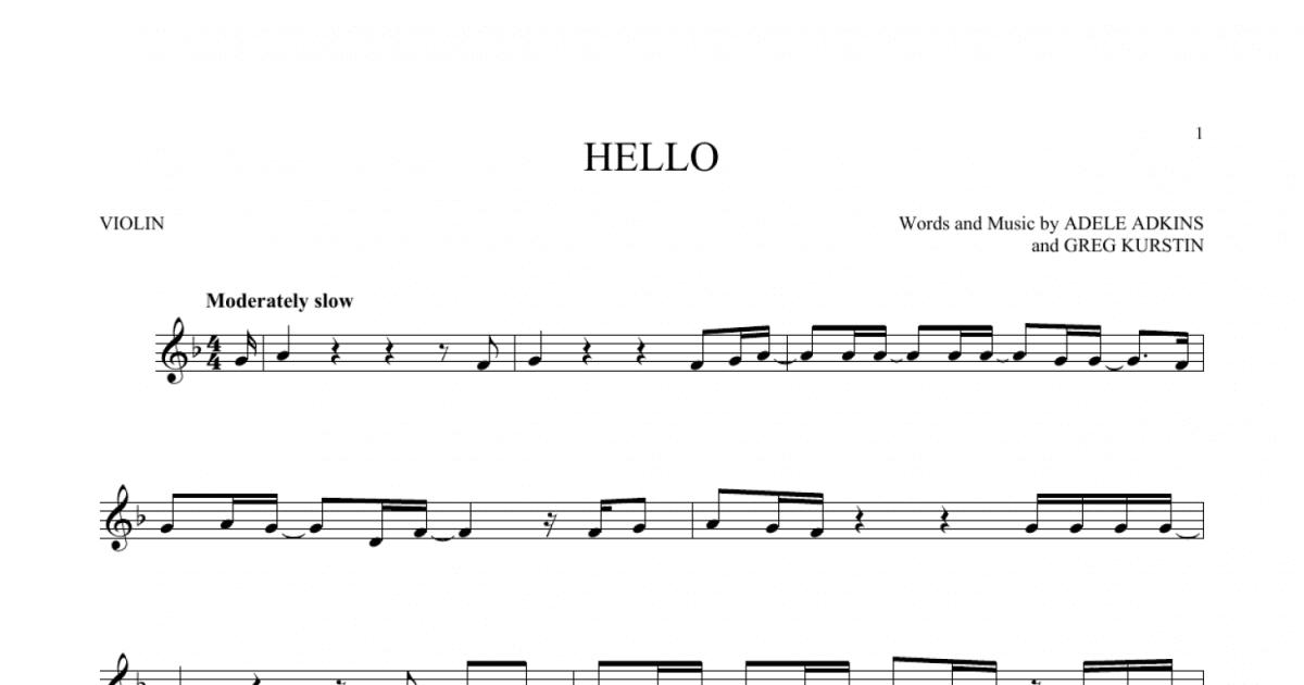 Adele - Hello violin sheet music  Violin sheet music, Free violin sheet  music, Violin music