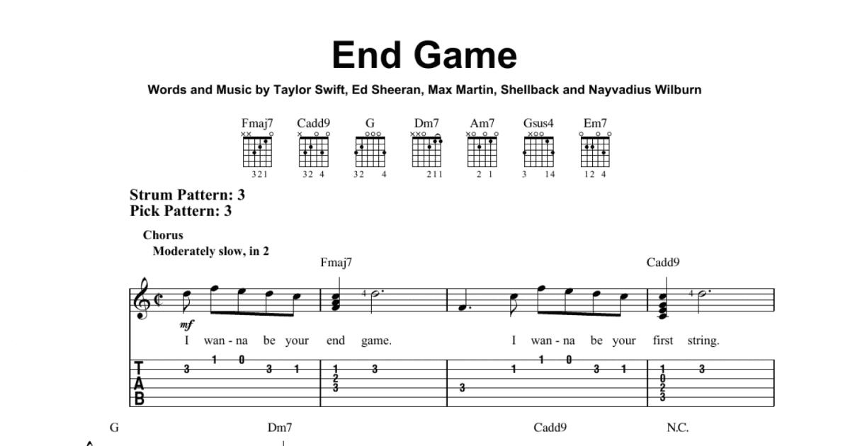 End Game sheet music for guitar solo (easy tablature) (PDF)