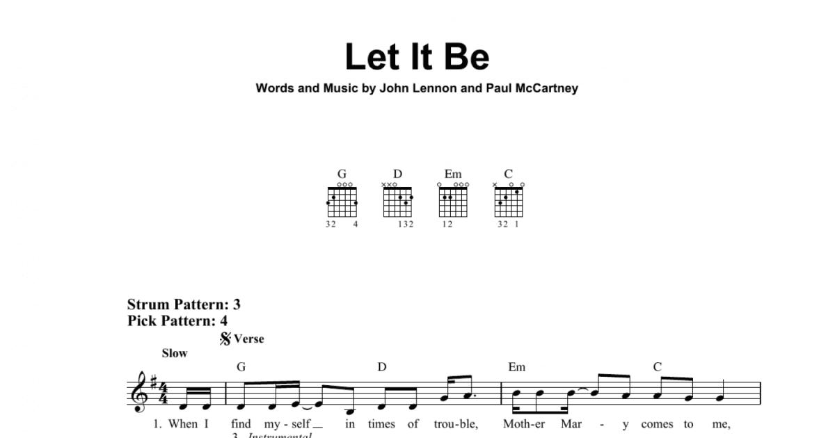 Let It Be (Easy Guitar) - Print Sheet Music Now