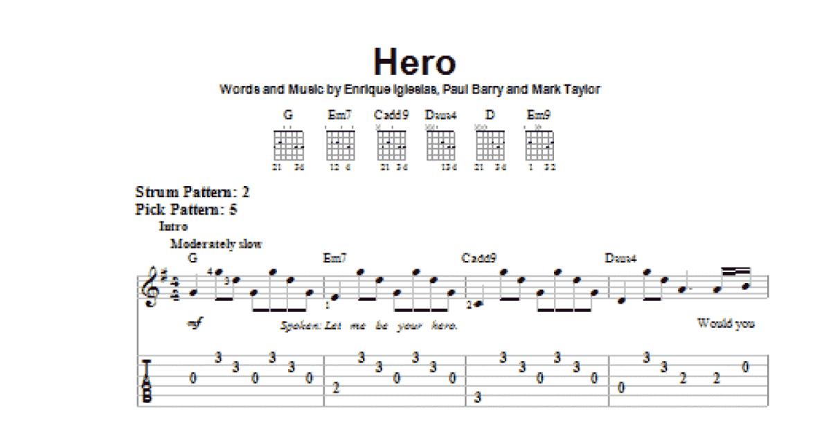 hero enrique guitar chords