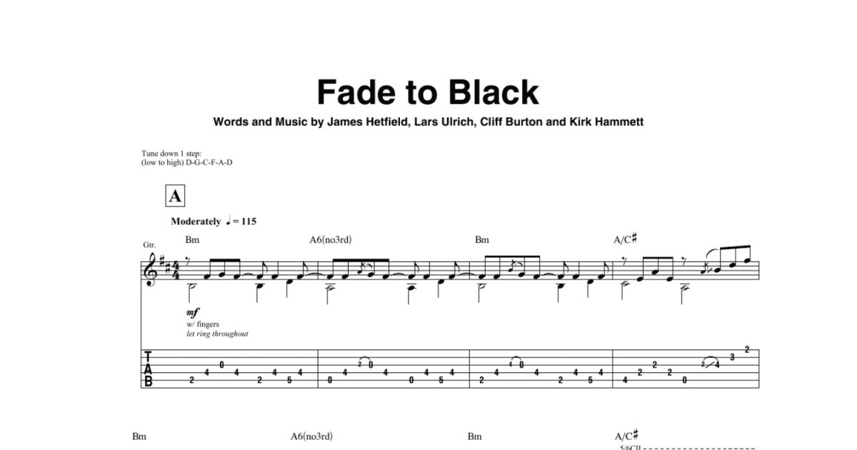 fade to black guitar chords