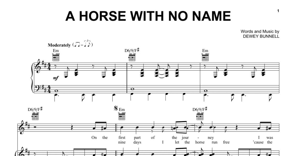 A Horse With No Name sheet music for guitar (chords) (PDF)