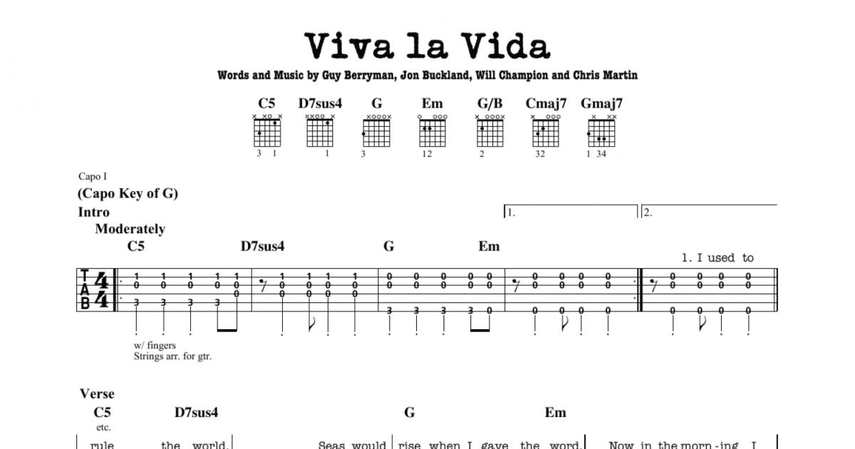 Viva La Vida (Guitar Lead Sheet) - Print Sheet Music Now