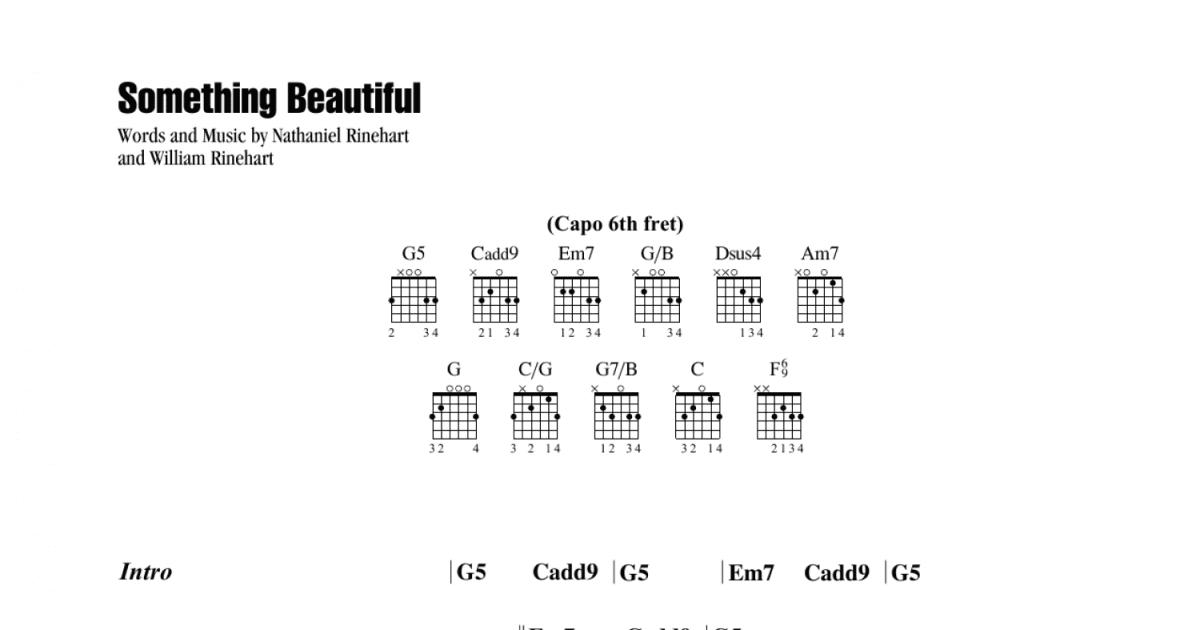 Something Beautiful Guitar Chordslyrics Print Sheet Music Now 6887