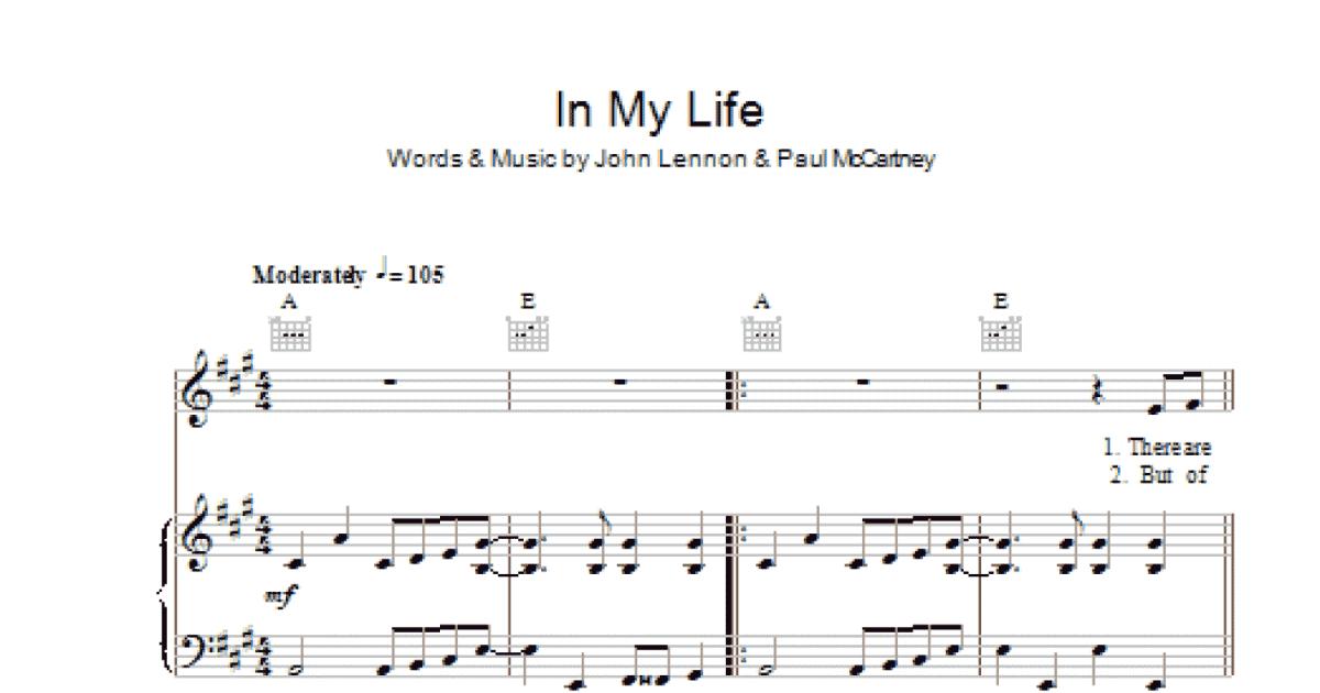 In My Life (Piano, Vocal & Guitar Chords) - Print Sheet Music Now