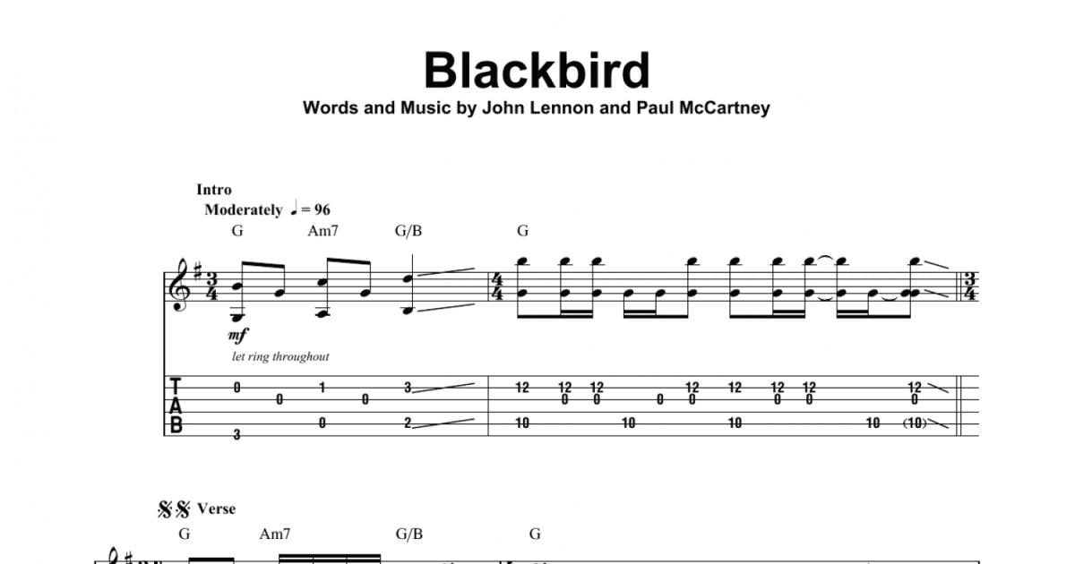 🎸Blackbird - The Beatles Guitar Tutorial with Tabs and Chords