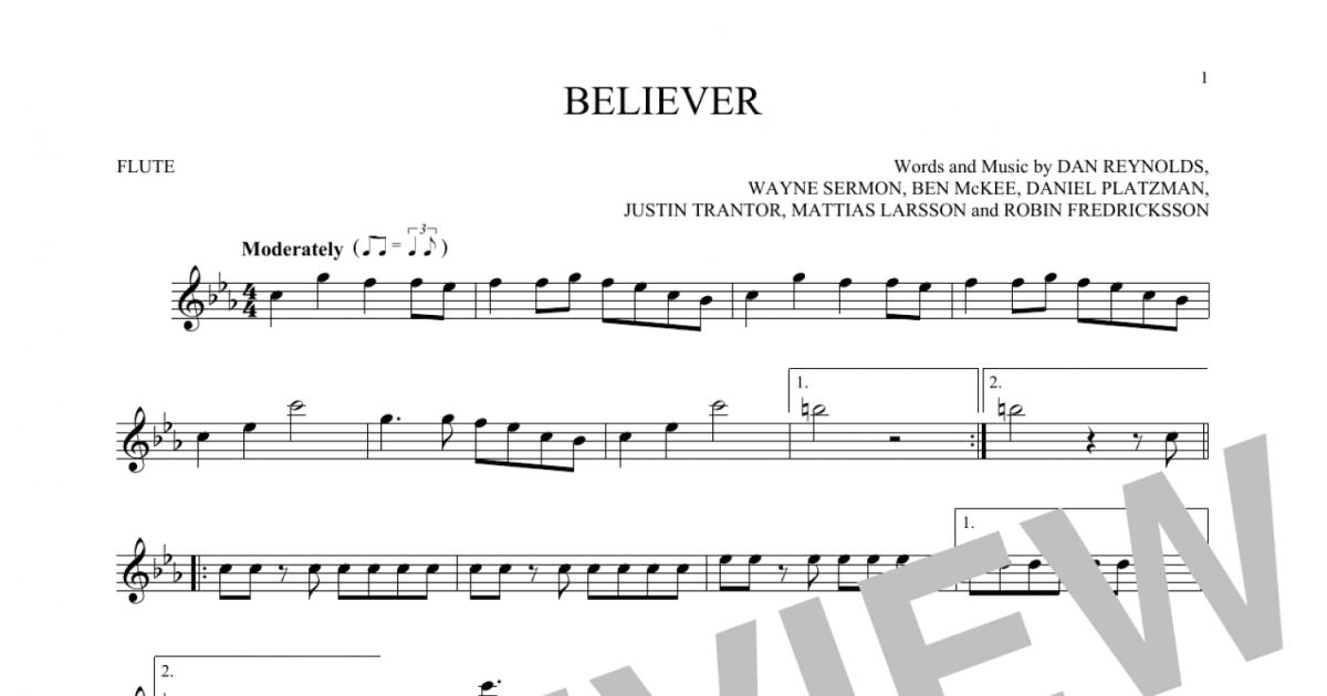 Believer Flute Solo Print Sheet Music Now 