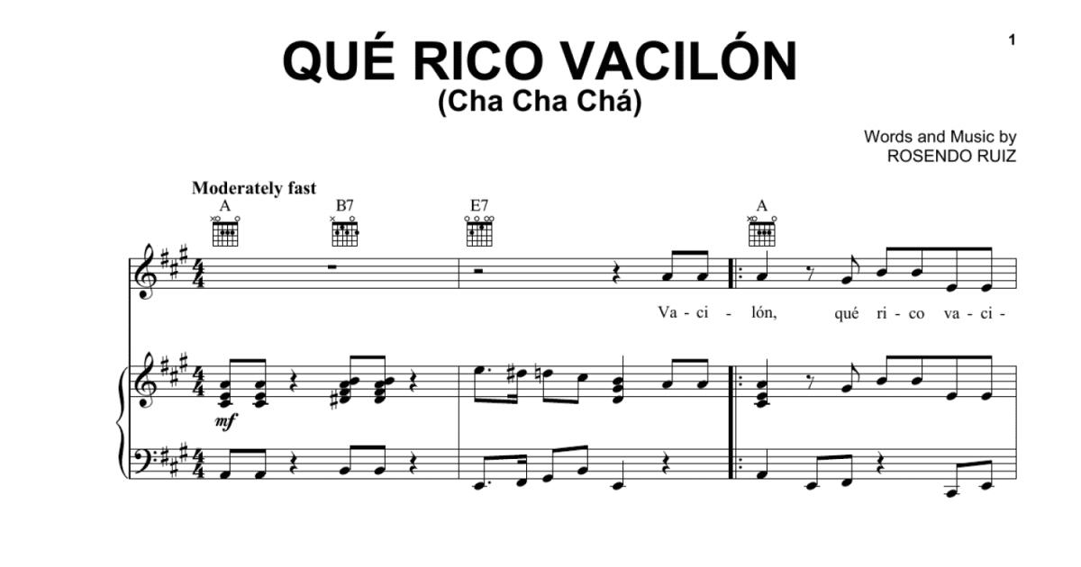 Que Rico Vacilon Cha Cha Cha Piano Vocal Guitar Chords