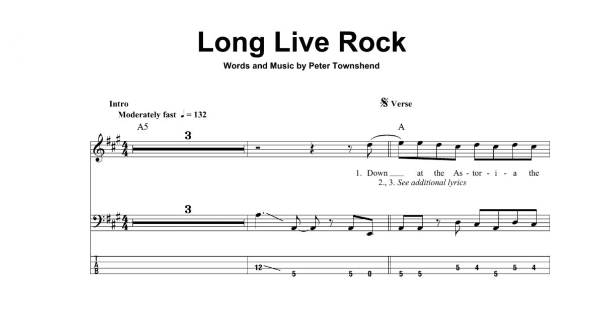 Long Live Rock - Bass Tab