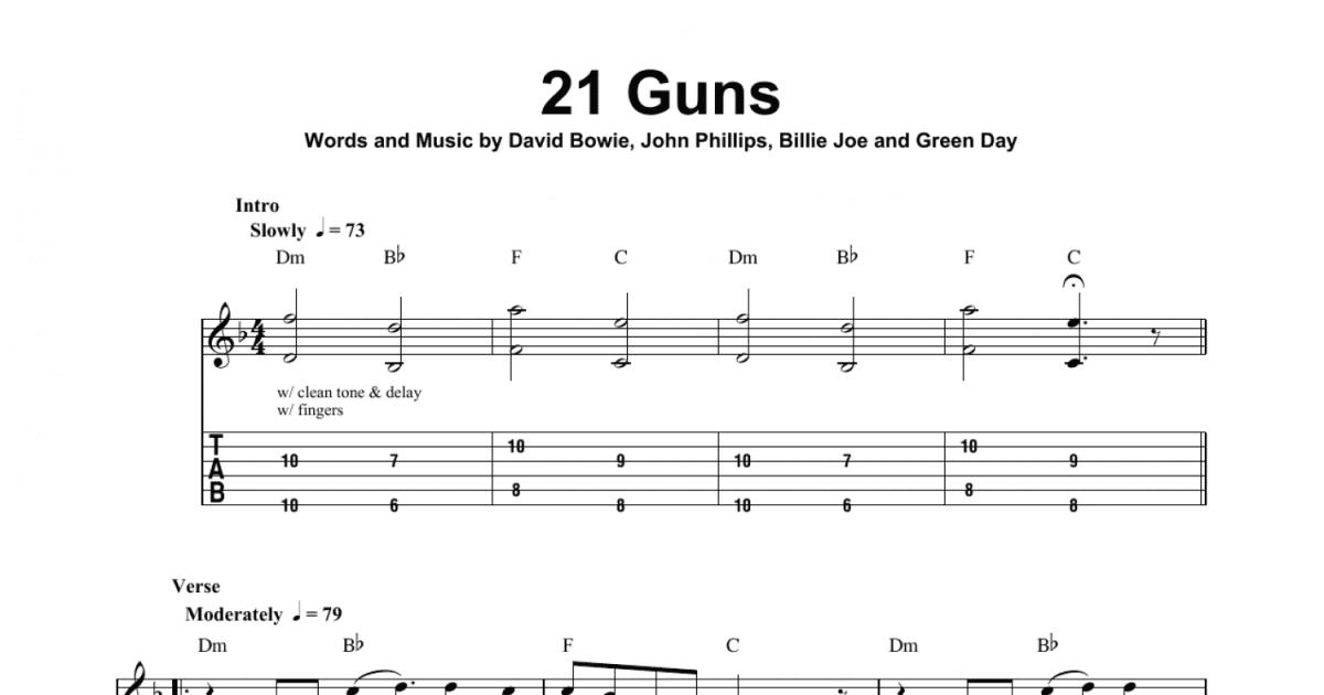 guitar chords for 21 guns