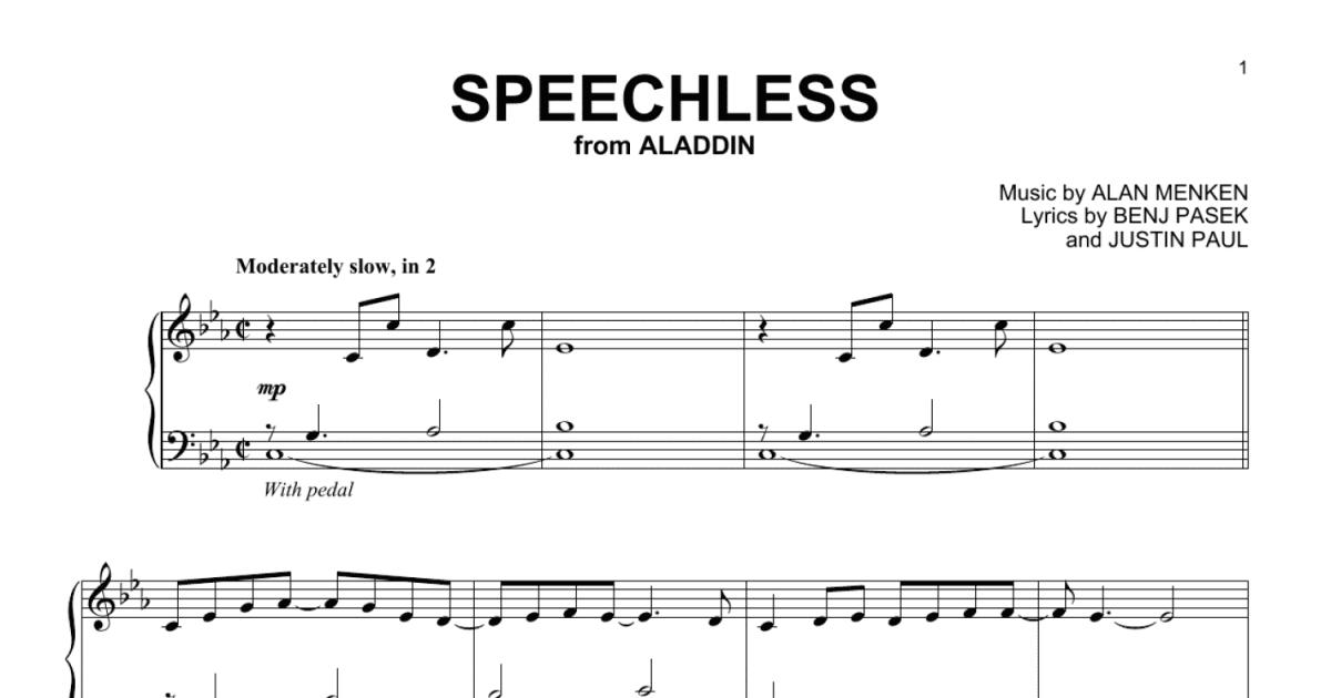 Speechless (from Disney's Aladdin) (Piano Solo) - Print Sheet Music