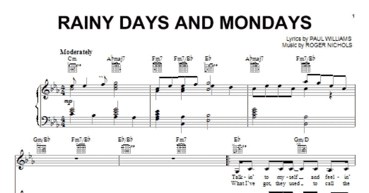 Rainy Days And Mondays sheet music for voice and piano (PDF)