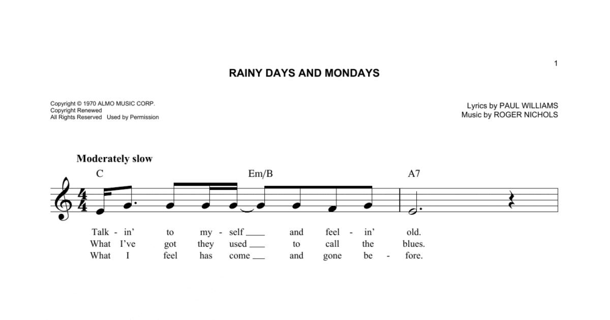 Rainy Days And Mondays [Jazz version] (arr. Brent Edstrom) sheet