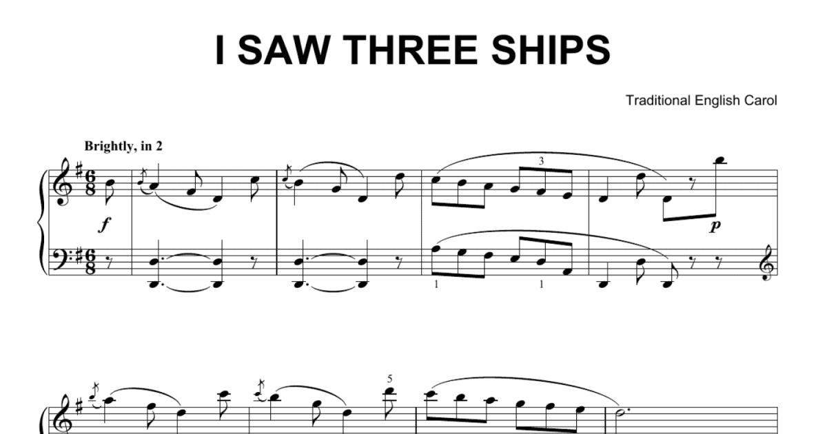 I Saw Three Ships (Piano Solo) - Print Sheet Music Now