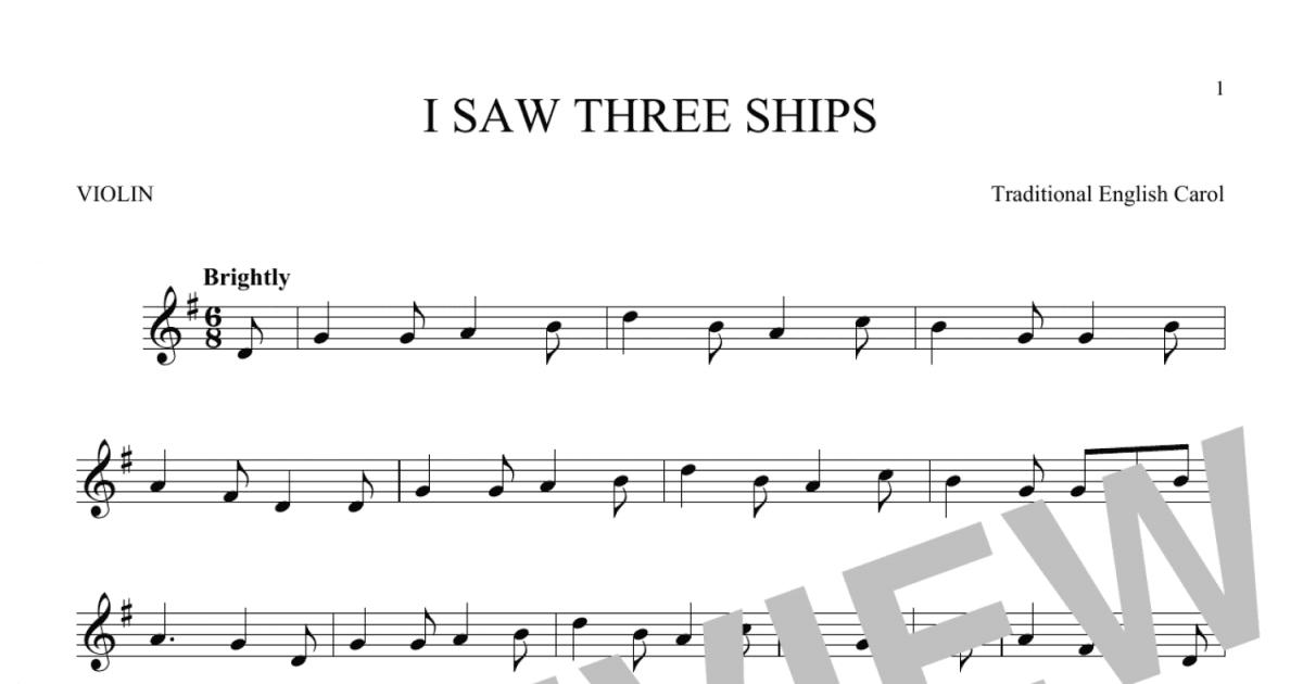 I Saw Three Ships Violin Solo Print Sheet Music Now 3937