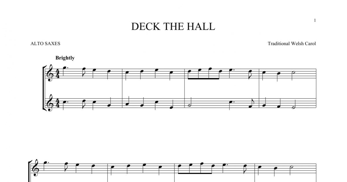 Deck The Hall (Alto Sax Duet) - Print Sheet Music Now