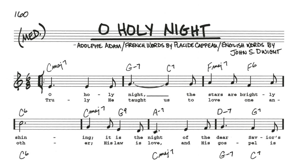 O Holy Night Partituras | Adolphe Adam | Real Book – Línea de Melodía,  Letras y Acordes