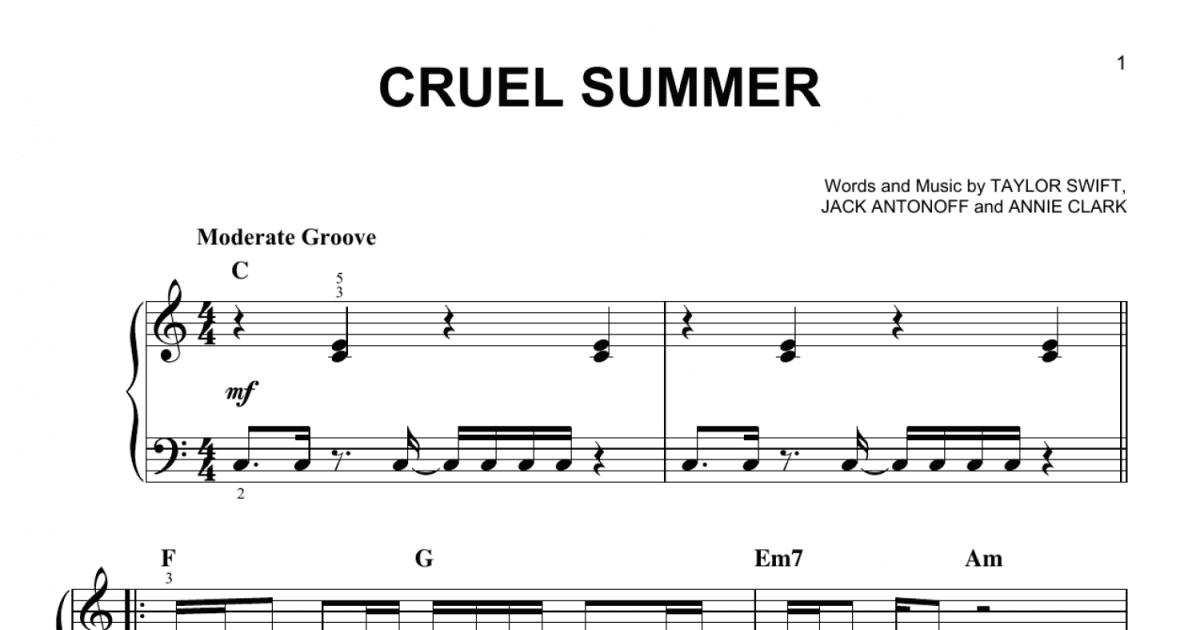 CRUEL SUMMER – TAYLOR SWIFT PIANO CHORDS & Lyrics – Bitesize Piano