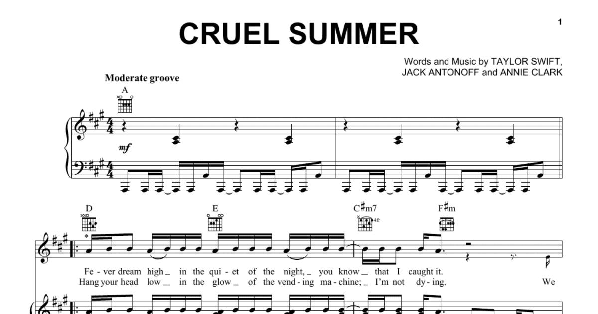 CRUEL SUMMER – TAYLOR SWIFT PIANO CHORDS & Lyrics – Bitesize Piano