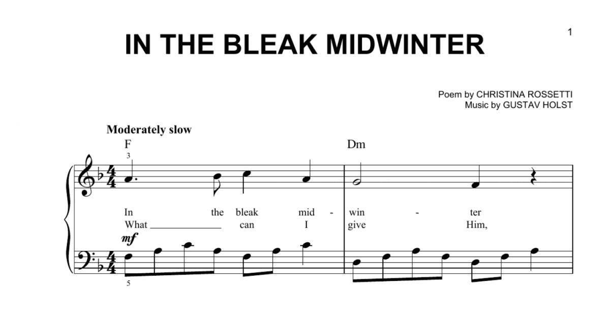 In The Bleak Midwinter Very Easy Piano Print Sheet Music Now