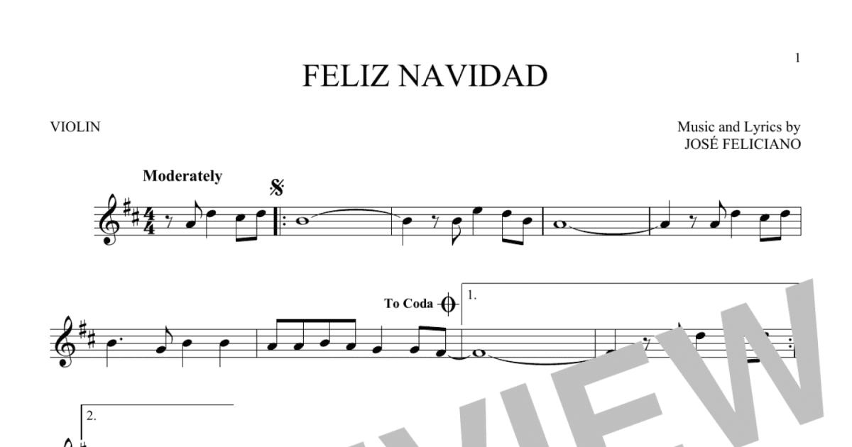 Feliz Navidad Violin Solo Print Sheet Music Now