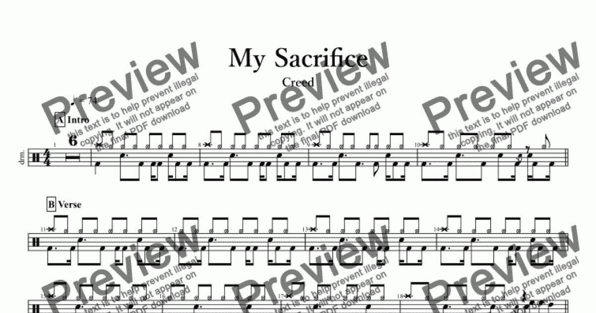 My Sacrifice (Drum transcription) - Download Sheet Music PDF file