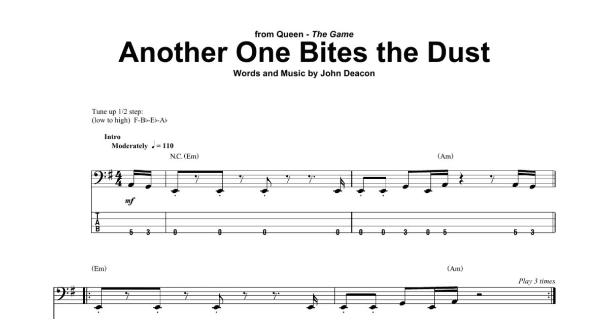 Another One Bites the Dust Tab by Queen (Guitar Pro) - Electric Guitars by  Play Guitar Hits