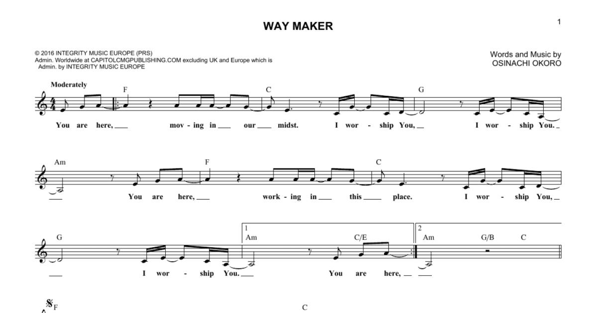 Sinach Way Maker Sheet Music (Leadsheet) in B Major (transposable) -  Download & Print - SKU: MN0201174