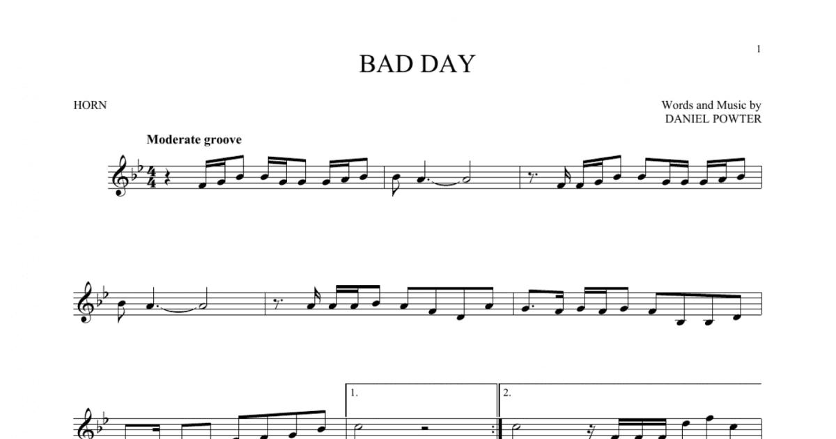 Bad Day (French Horn Solo) - Print Sheet Music Now