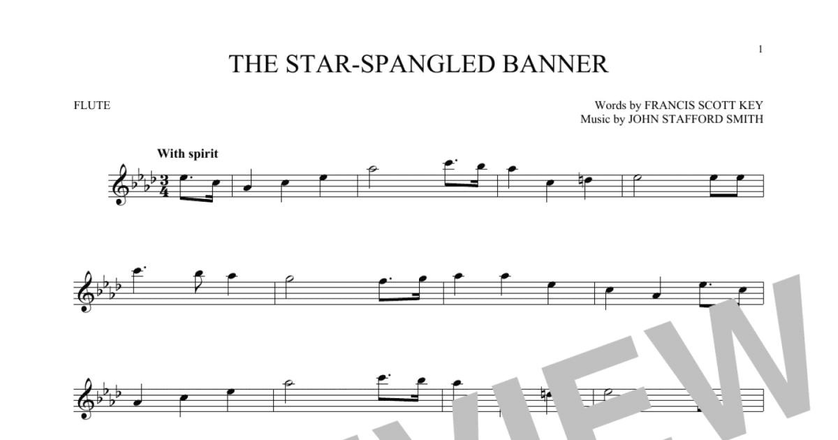 The Star Spangled Banner Flute Solo Print Sheet Music Now 2477