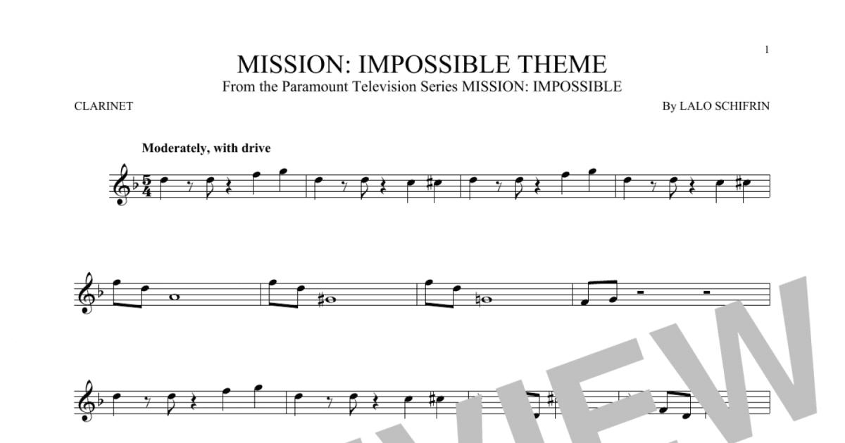 Mission Impossible Theme Clarinet Solo Print Sheet Music Now 0344