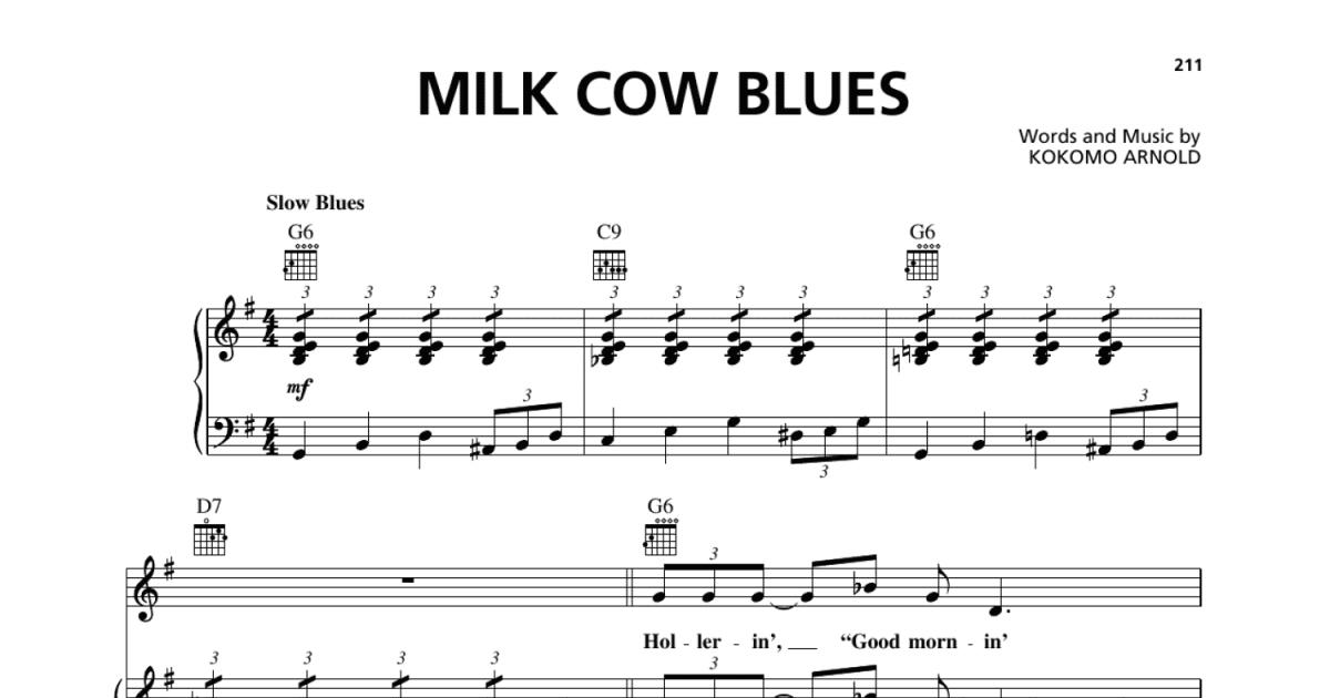 Milk Cow Blues (Piano, Vocal & Guitar Chords (RightHand Melody))