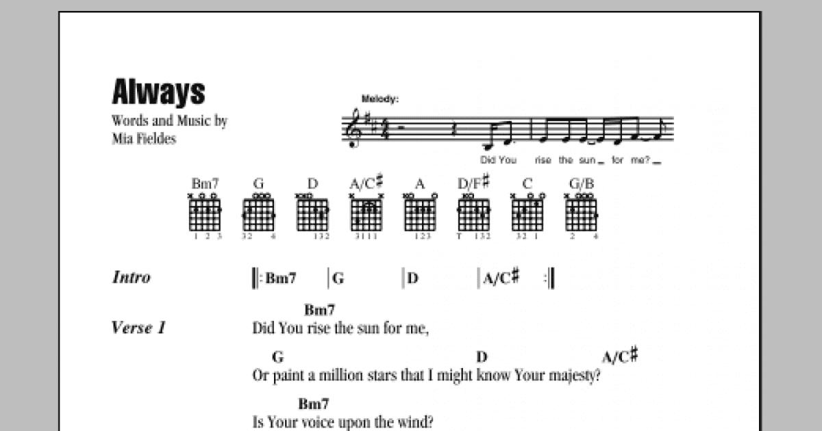 Always (Guitar Chords/Lyrics) - Print Sheet Music Now