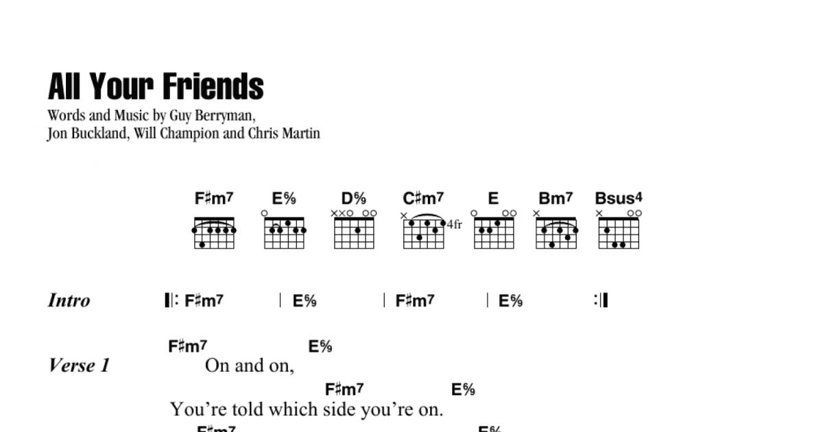 All Your Friends (Guitar Chords/Lyrics) - Print Sheet Music Now