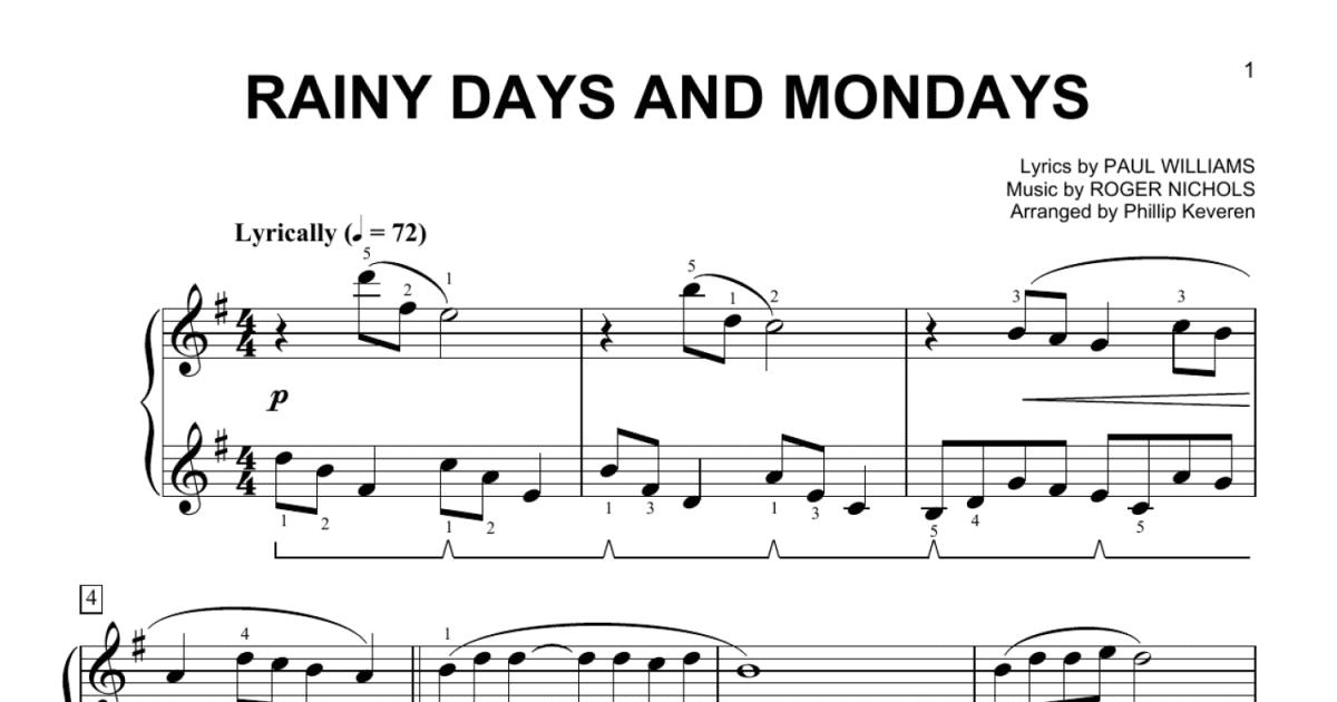 Rainy Days And Mondays [Classical version] (arr. Phillip Keveren