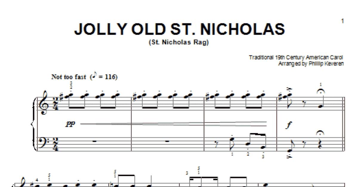 Jolly Old St Nicholas Ragtime Version Arr Phillip Keveren Easy Piano 2373