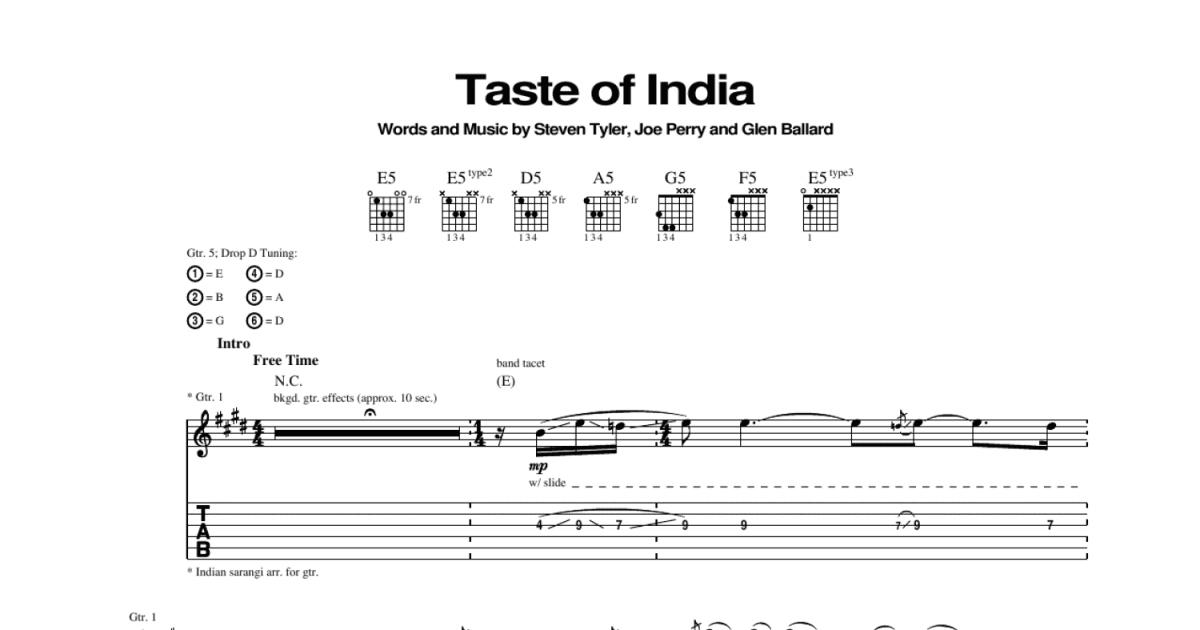 Taste Of India Guitar Tab Print Sheet Music Now