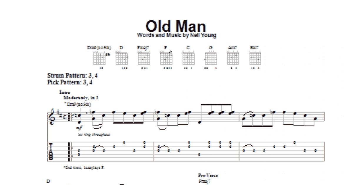 Old Man (Easy Guitar Tab) - Print Sheet Music Now