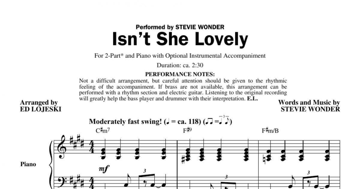 Isn't She Lovely (2-Part Choir) - Arranged by Ed Lojeski 