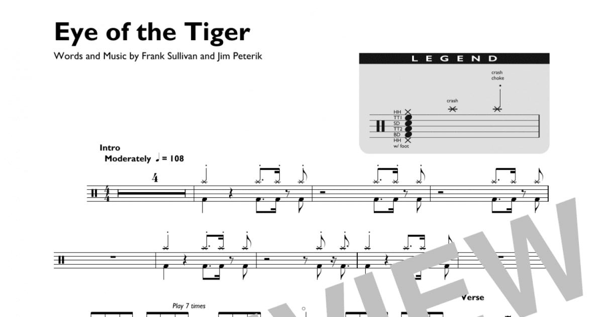 Eye Of The Tiger (Drum Chart) - Print Sheet Music Now